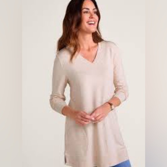 Soft Surroundings Soft Siesta Sweatshirt Tunic V-Neck Size Large - Picture 11 of 11